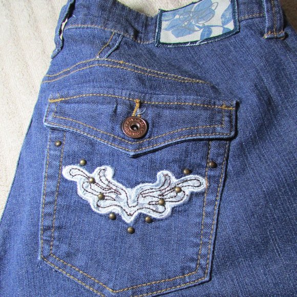 Z Cavaricci Hi Waist Embellished Boot Cut Jeans - Picture 2 of 10